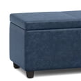 thumbnail image 3 of WyndenHall  Franklin 48-in. Wide Contemporary Rectangular Storage Ottoman Denim Blue Faux Leather,Foam Faux Leather, 3 of 5