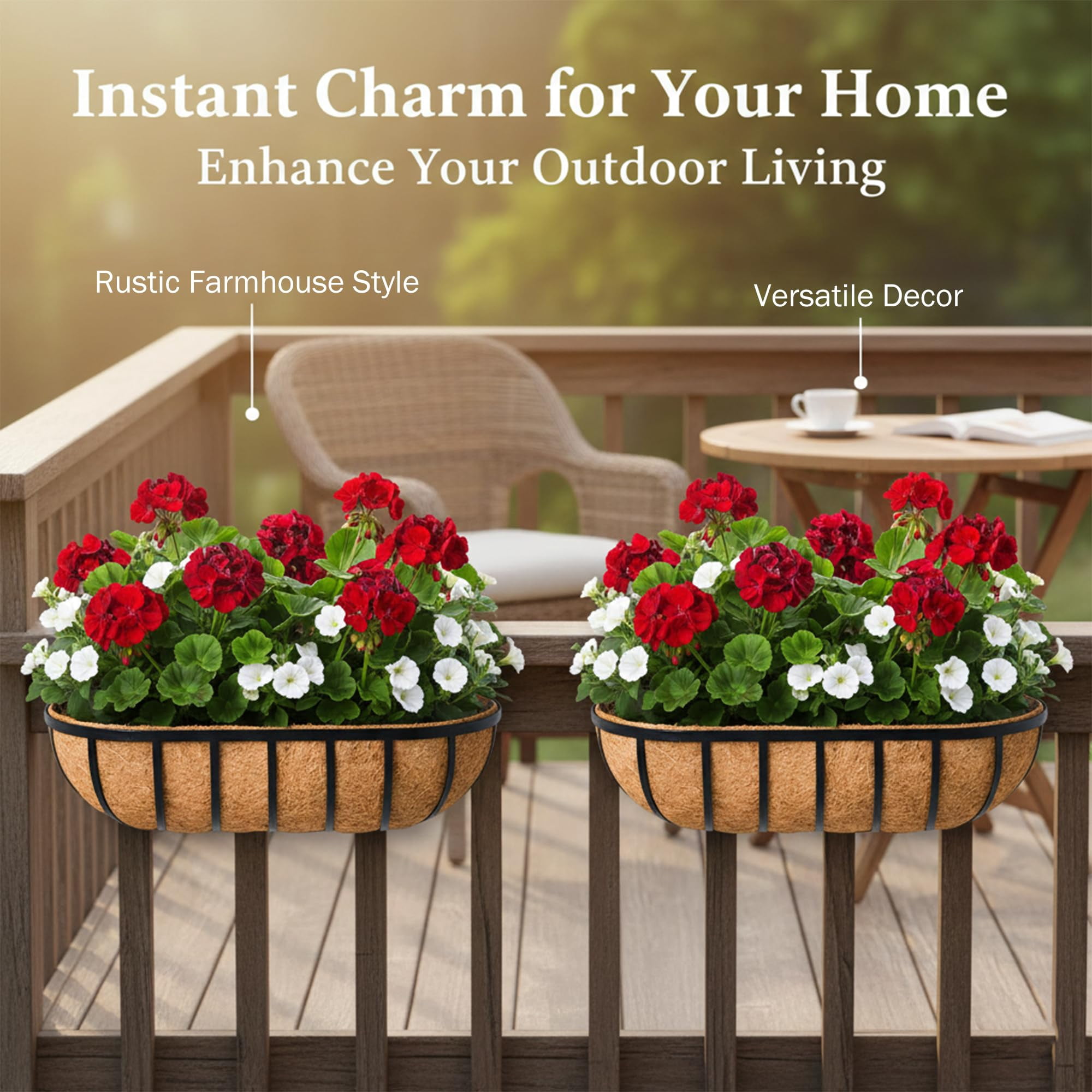 24 Inch Window Box Railing Planter 2 Pack