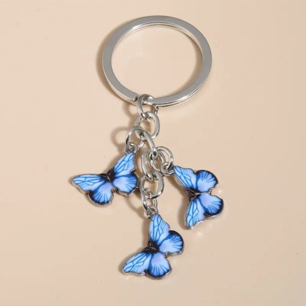 LLavero de animales voladores esmaltados para mujeres y niñas, accesorios de bolso, joyería hecha a mano, mariposa colorida, lindo