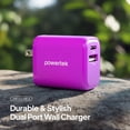 thumbnail image 3 of Powertek 20W USB-C PD + USB-A Dual Port Wall Charger, Purple, 3 of 7