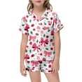 thumbnail image 5 of Pyjama Imprimé Nœud pour Filles Manches Courtes Bouton Haut Shorts Ensemble de Pyjama Maison, 5 of 5