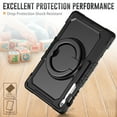thumbnail image 6 of ELEHOLD Rugged Case for  Samsung Galaxy Tab S10 FEplus/FE+ 2025 Three-Layer Protection with Screen Protector Portable Folding Handle Grip 360° Rotating Kickstand Bracket Shockproof Cover,Black, 6 of 8