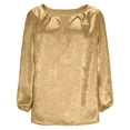 thumbnail image 6 of HongQid Womens Long Sleeve Tops Dressy Casual Keyhole Blouses Pleated Tops Trendy Shiny Metallic Party Work Shirts, 6 of 8