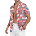 thumbnail image 2 of GIRUNS Mens Hawaiian Shirt Wrinkle Free Quick Dry Short Sleeve Button Down Tropical Print Vacation Beach Shirt Red Palm Leaf 2XL, 2 of 7