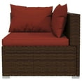 thumbnail image 4 of vidaXL Wicker Patio Furniture 3 Piece with Cushions Brown Poly Rattan, 4 of 8