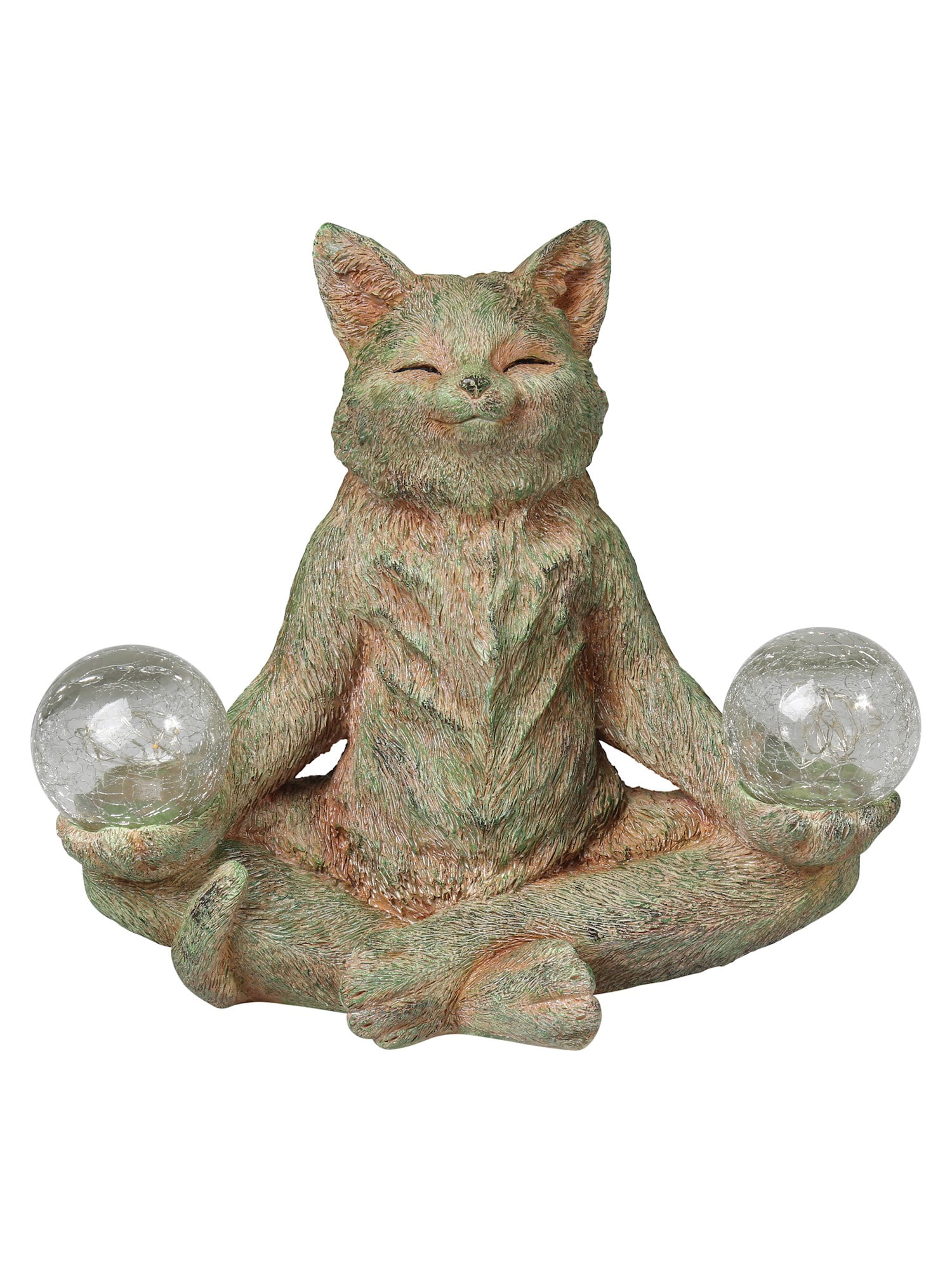 WHAT ON EARTH Meditating Cat Garden Sculpture Lighted Solar Powered