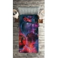thumbnail image 2 of Ambesonne Nebula Quilted Coverlet 2 Pcs, Milky Way Star Cluster, Twin Size, Navy Red, 2 of 2