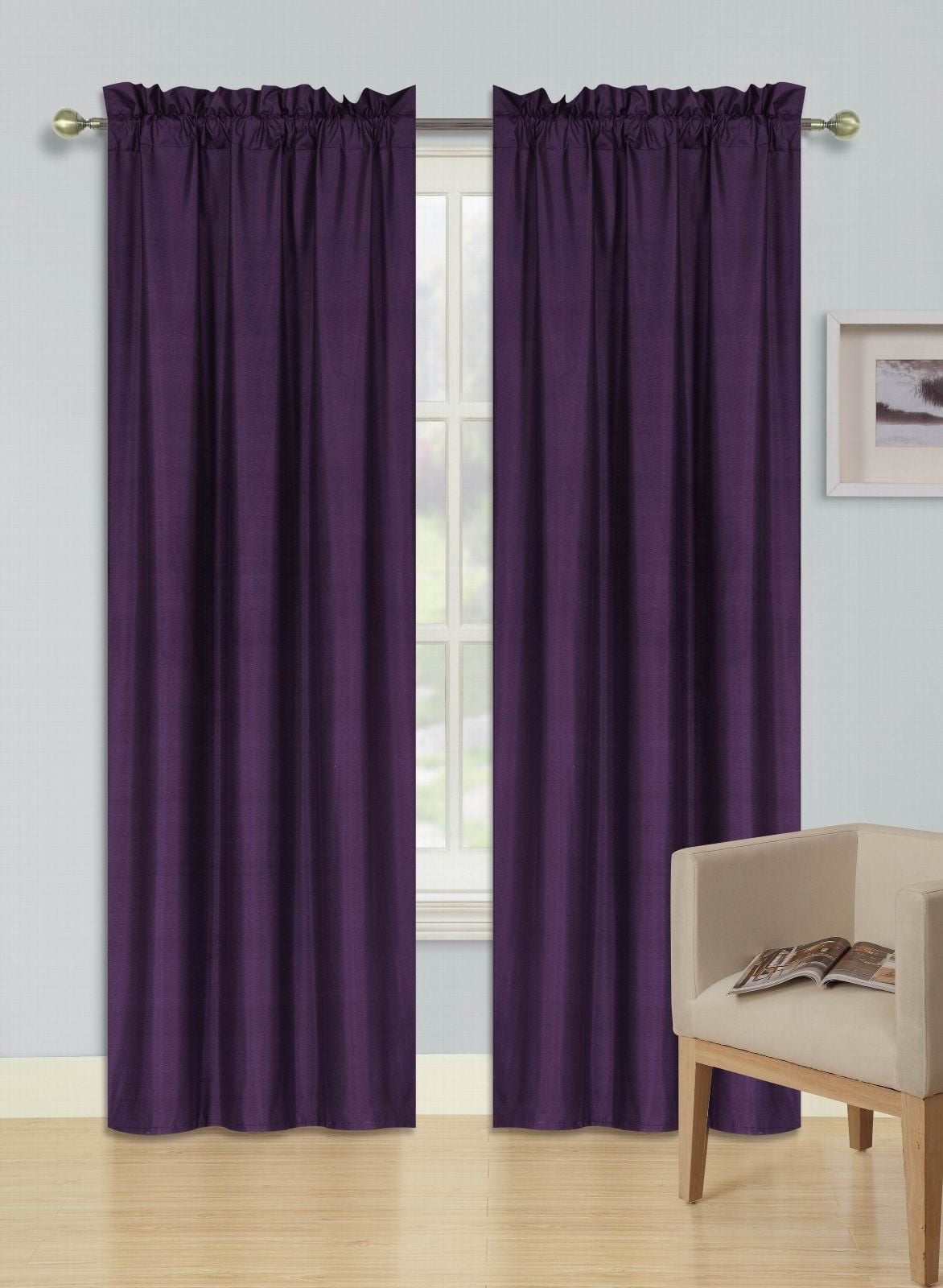 2 A72 Purple Persian Insulated Thermal Privacy Blackout Window Curtain Panels 