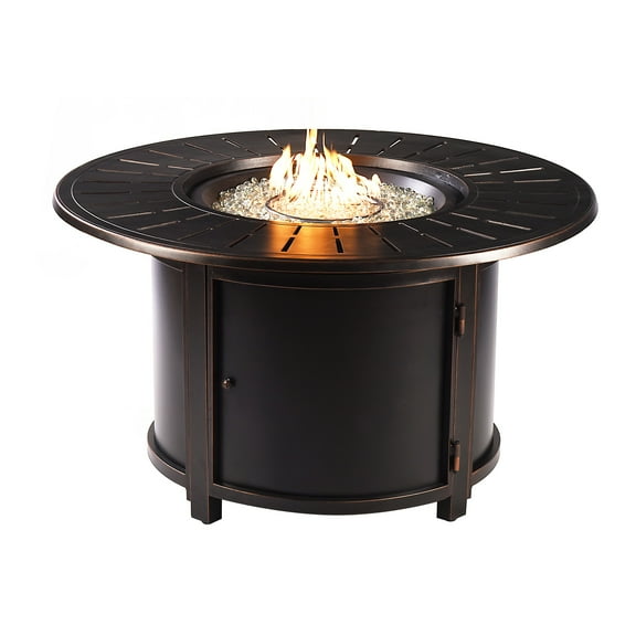 Aluminum 44-in Round Propane Fire Table with Beads, Covers and Lid