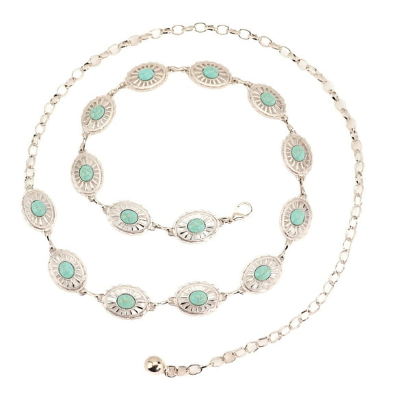 TELOLY Turquoise Chain Belt Waist Belts for Women for Dresses Metal Belt Womens Western Belts Women'S Belts Western Belts for Woman