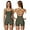 Army Green, variant on PISONIC Two Piece Workout Sets for Women Criss Cross Tank Top Matching V Cut Shorts Gym Yoga Active Wear Outfits with Pocket