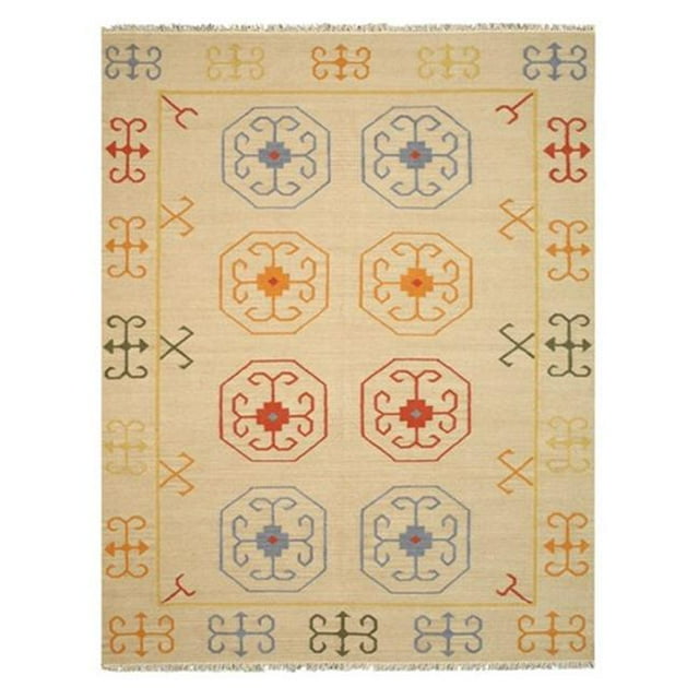 EORC OSK1IV Tapis Kilim Réversible en Laine Noué à la Main Beige 8 x 10 Pieds