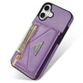 thumbnail image 5 of Feishell Fit for Apple iPhone 16 Plus Case with Adjustable Shoulder Strap,Luxury Premium PU Leather Back Magnetic Buckle Flip Card Pocket Zipper Wallet Crossbody Phone Case,Purple, 5 of 10