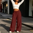 thumbnail image 5 of LEAVINGSUO Wide Leg Sweatpants for Women Solid Color Sweatpants With Pockets Long Pants For Home And Outdoor Sports Red XXXL, 5 of 8
