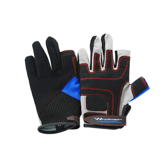 WindRider Pro Sailing Gloves - 3/4 or Full Finger - Padded Palm and Amara Reinforcement - Mesh Back for Comfort - Perfect for Sailing, Paddling, Canoeing or SUP - Sizes for Men, Women and Kids