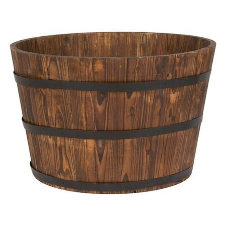 - August Grove Kapow 2-Piece Cedarwood Barrel Planter (Set of 2)