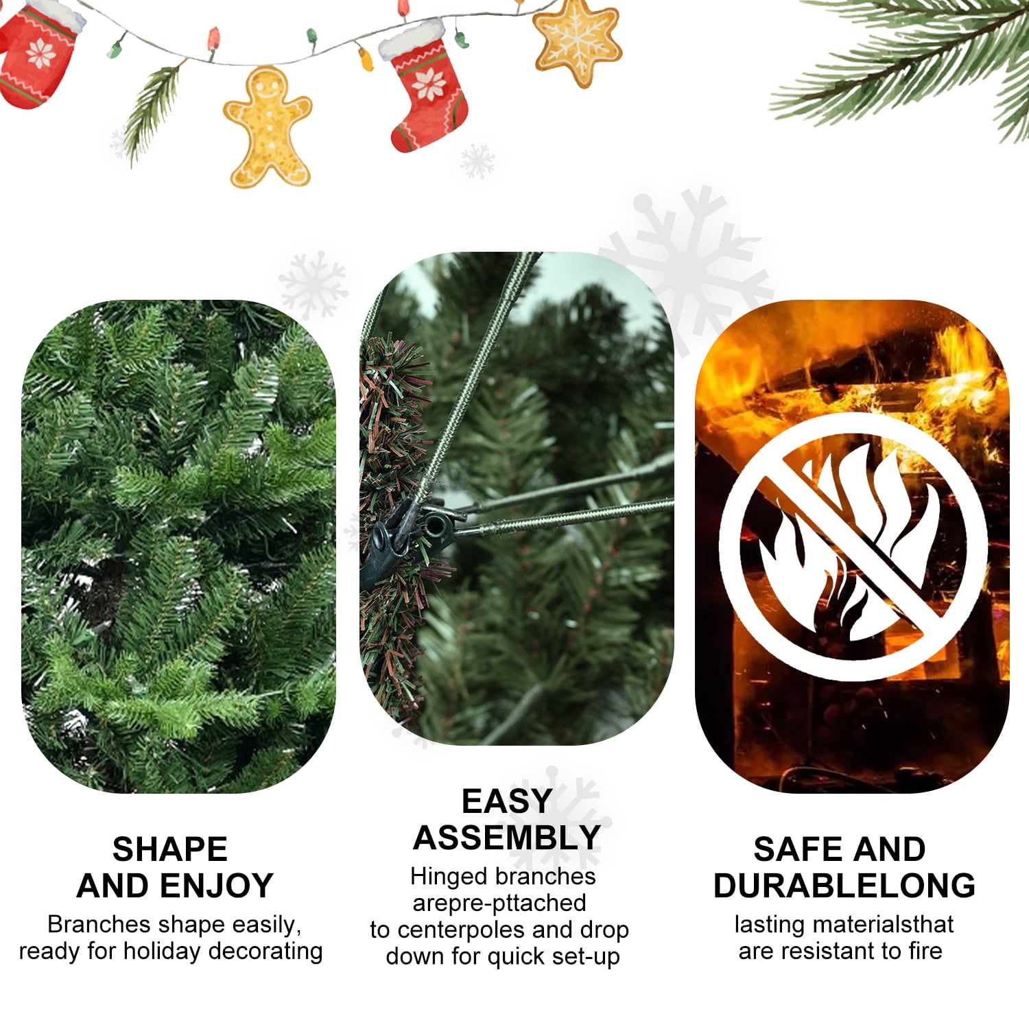 4 Ft Green PVC+PE Christmas Tree with 919 Tips, Full & Lush Hinged Tree with Metal Stand, Realistic Mixed Needle Design