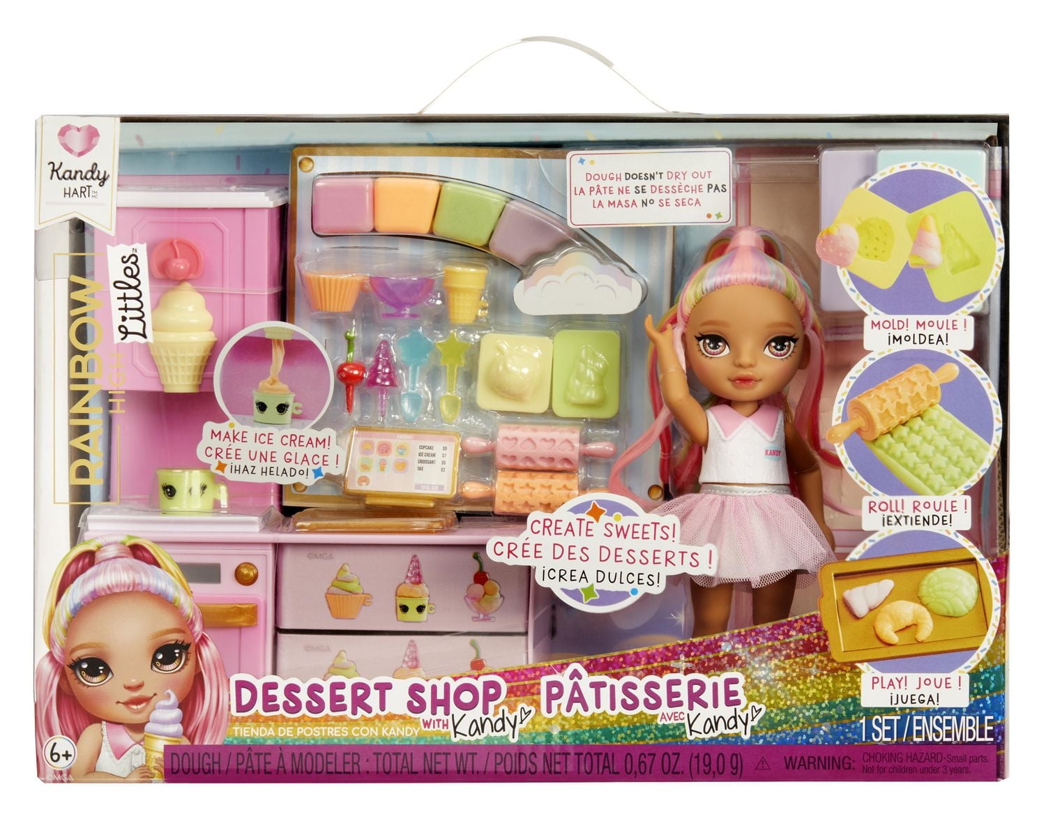 Rainbow High Littles Dessert Shop Playset + Small Doll (Pink 5.5”)