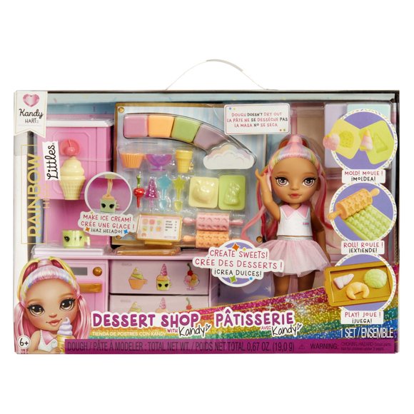 Jeu de pâtisserie Rainbow High Littles + petite poupée (rose de 5,5 po (14 cm))