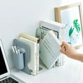 thumbnail image 3 of KAKOWELY bookends with pen holder Telescopic Book Shelf Simple Bookstand Creative Book Ends Durable Book Stand With Pen Container for Home Office Shop Store (Grey Bookeds and Grey Pen Container), 3 of 4