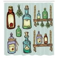 thumbnail image 3 of Apothecary Shower Curtain, Retro Alchemy Magic Craft Elixir Herbal Cure Chemists Halloween Recreation Theme, Fabric Bathroom Set with Hooks, 69W X 70L Inches, Multicolor, by Ambesonne, 3 of 3