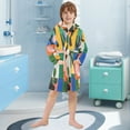 thumbnail image 5 of FORMRS Niños Bathrobe Unisex Hooded Robe Soft Plush Pajamas Sleepwear, Size 10-12T, Abstract Plants, 5 of 7