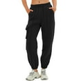 thumbnail image 5 of Huesdet Women Joggers Cozy Sweatpants Tapered Active Yoga Lounge Track Pants with Pockets Cinch Bottom Sweatpants Athletic Pants(XL,Black), 5 of 9