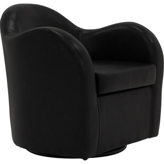Fox Hill Trading Big Max 19"H Rodeo Fabric Swivel Barrel Chair in Black
