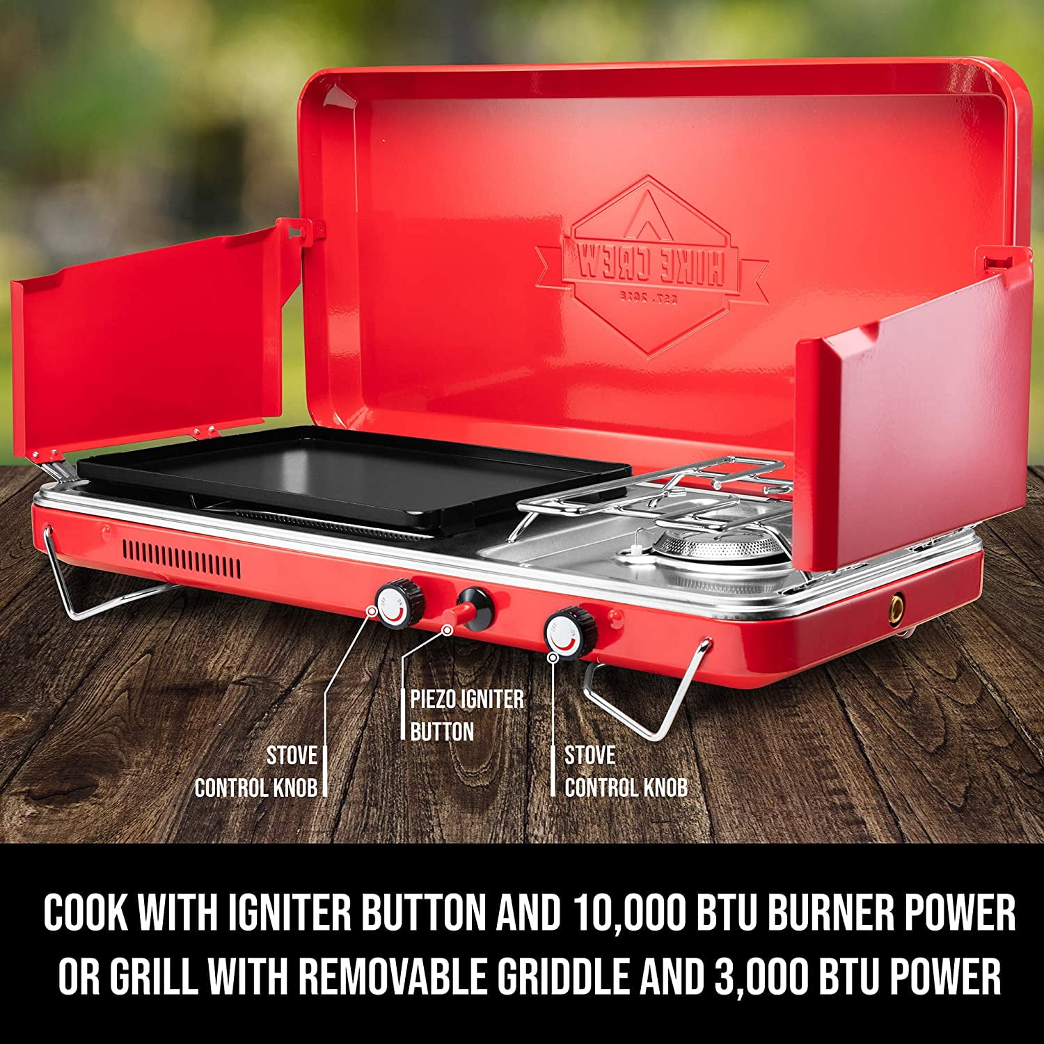 Hike Crew Propane Camping Stove 1-Burner Portable Outdoor Cooking
