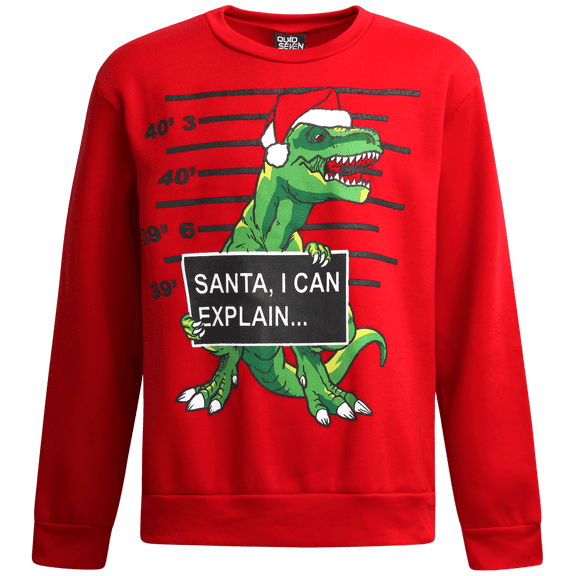 Quad Seven Boys Ugly Christmas Sweater Fleece Novelty Xmas Holiday Party Pullover Sweatshirt