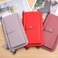 thumbnail image 4 of Cartera de mano con solapa RFID de cuero para mujer, organizador, morado, 4 of 5
