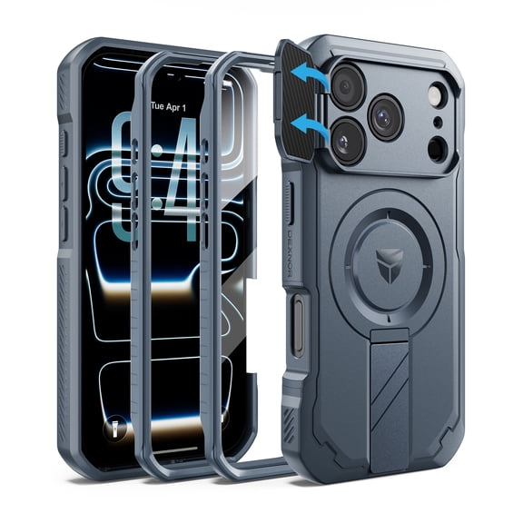 Dexnor for iPhone 18 Pro Case / iPhone 17 Pro Case with Camera Cover, 2 Front Frame, Flip Camera Cover, Compatible with MagSafe, Screen Protector and Kickstand, Heavy-Duty Rugged Case Navy Blue