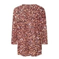 thumbnail image 4 of JGNGSHN Women Sequin Tops, 3/4 Sleeve Sequin Shirt Crew Neck Blouses Glitter Party Disco Sparkle Top Blouse for Party Club Concert, 4 of 5