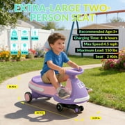 5TH WHEEL 12V 4.5Ah KW01-BB Electric Wiggle Car for Kids, 3-4.5 Mph Swing Car with Music Speaker, Wheels with Lights, Riding Toy for Ages 3–8, Red and blue