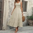 thumbnail image 4 of SWSMCLT Women's Autumn Dresses Billowy Dress Empire Waist Breathable Sundress Calf Length Comfy Casual Apricot Large, 4 of 5