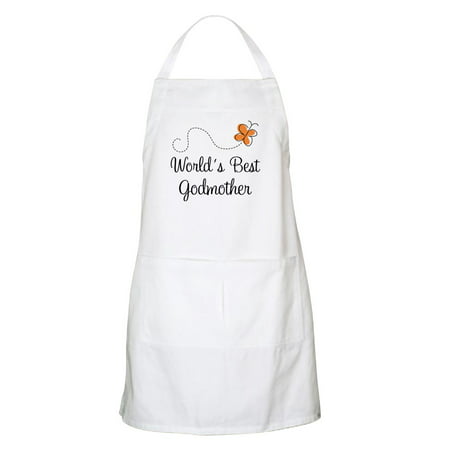 CafePress - Worlds Best Godmother Apron Gift - Kitchen Apron with Pockets, Grilling Apron, Baking