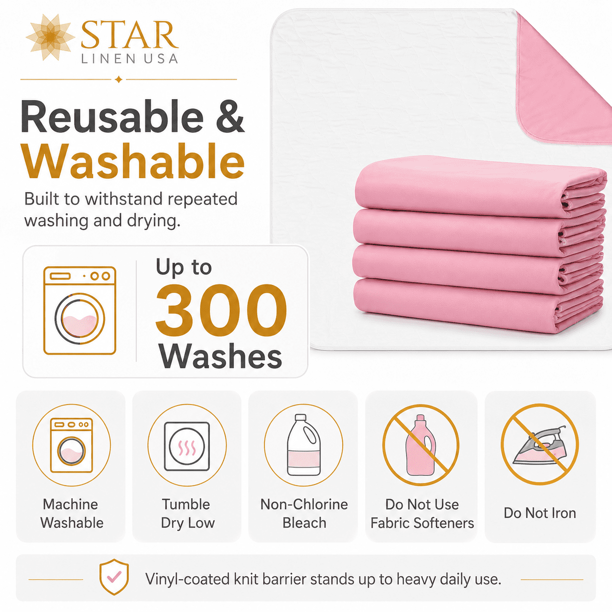 Star Linen | Reusable Bed Pad for Incontinence | 36 x 42 XL | Washable Absorbent Bedwetting Incontinence Sheet Protector