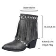 thumbnail image 2 of SACFOF Women's Fringe Cowboy Boots with Studded Chunky Heels Mid Calf Western Cowgirl Boots Perfect for Country Music Festivals, 2 of 7