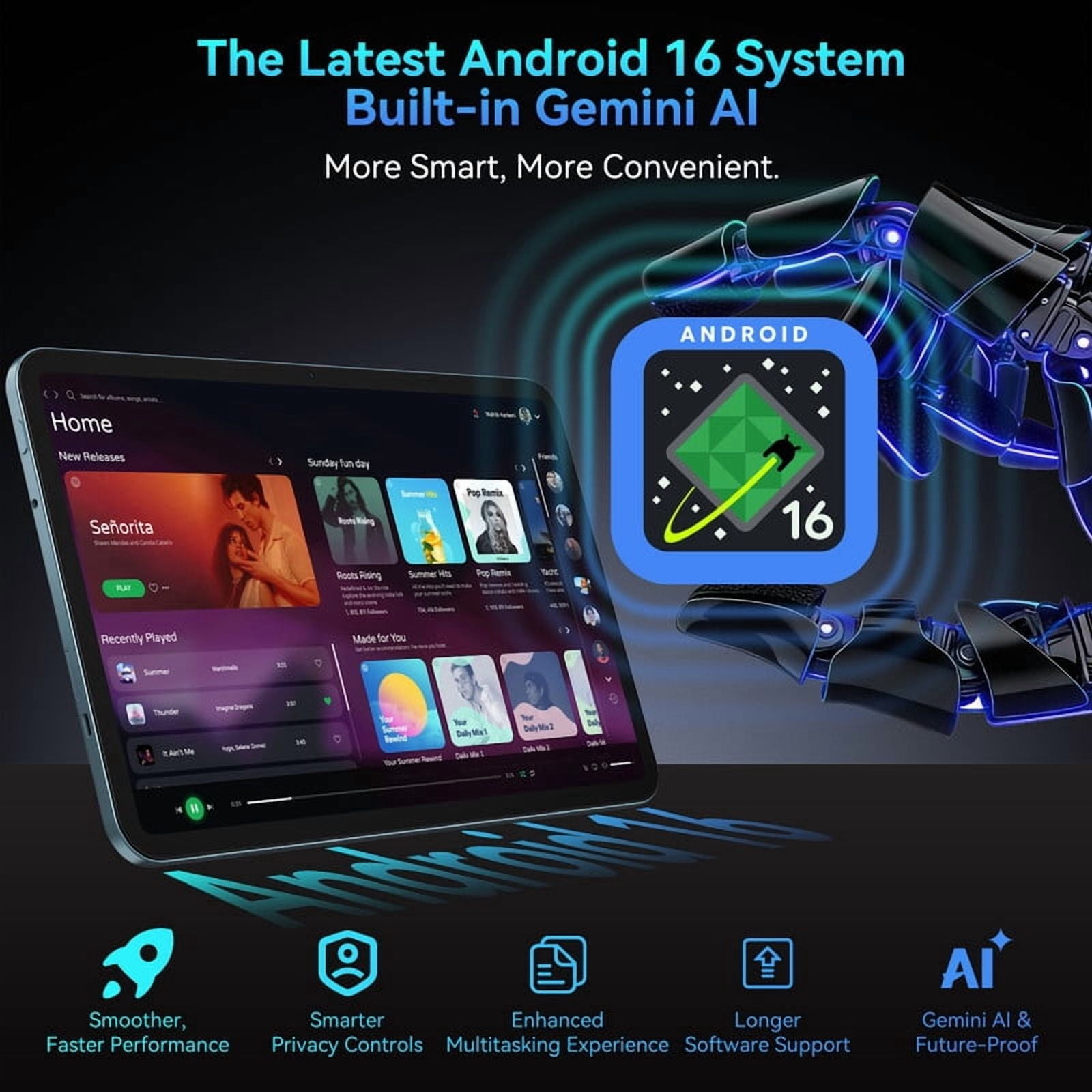 Blackview OSCAL 2026 13.4" AI Tablet, Android 16, 24GB RAM 256GB ROM, 1TB Expand, T7280 Octa-Core CPU, 8+16MP Camera, 8300mAh, 5G Wifi, Gemini Al Tablet with Keyboard & Mouse, Blue