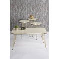 thumbnail image 1 of Cream White Table Set with 4 PCS,Rectangular Coffee Table Set of 3 Modern Round Nesting Coffee Tables,Coffee Table with Gold 3-Rod Metal Legs,Stacking Side Tables With Gold/Black Side Details, 1 of 1