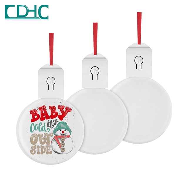 Nuevo producto 2023, venta al por mayor, sublimación, lámpara led acrílica de 3 pulgadas, cargador USB y batería, adorno de decoración de árbol de Navidad