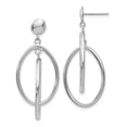 thumbnail image 1 of 14k White Gold Double Oval Drop Dangle Earrings, 1 of 7