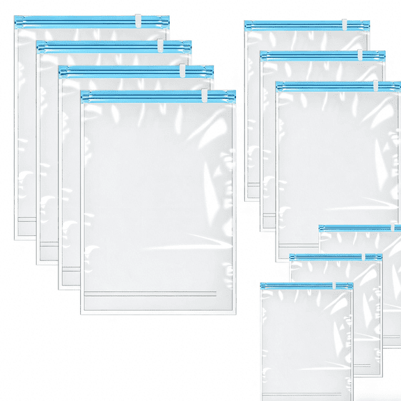 10 Pack Roll Up Compression Bags for Travel, Sealed Space Saver Vacuum Storage Bags Combo (4 Large, 3 Medium & 3 Small), Vacuum Seal Bags for Clothing Packing Organizers, No Vacuum & Pump Needed