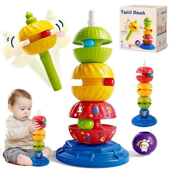 Baby Toys for 6 12 24 Months, Montessori Stacking Toys for 1 2 3 Year Old Boys Girls, Rainbow Ring Stacker-Learning Toys for Toddlers 1-3, Birthday Gifts Toys for Baby Girls and Boys