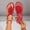 Red, variant on Women's Floral Appliqué Thong Sandals, Ankle Strap Open Toe Shoes, Plus Size Bohemian Style Comfort Footwear for Vacation White 36