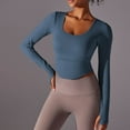 thumbnail image 3 of Jalioing Women's Athletic Crop Tops Breathable Long Sleeve Scoop Neck Yoga Shirts Casual Basic Sport T Shirt, 3 of 6