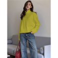 thumbnail image 4 of Suéter de Cuello Alto para Mujer, Jersey de Punto Grueso de Larga, Jersey Básico de Moda para Otoño e Invierno. Verde M, 4 of 7