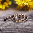 thumbnail image 2 of 3Pcs Morganite 3.05 Carat 7mm Cushion Cut Trio Ring Set Engagement Ring On Solid 10k Rose Gold Full Eternity Ring Art Deco Milgrain Promise Ring, 2 of 5