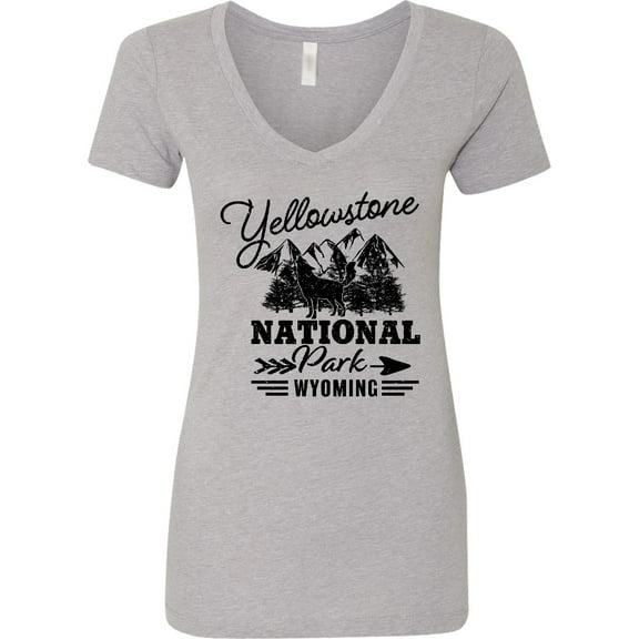 Inktastic Wyoming Yellowstone National Park Women's V-Neck T-Shirt