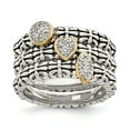 thumbnail image 1 of Sterling Silver Two Tone Silver And Gold Plated Sterling Silver w/Diamond 3 Stackable Rings, 1 of 3